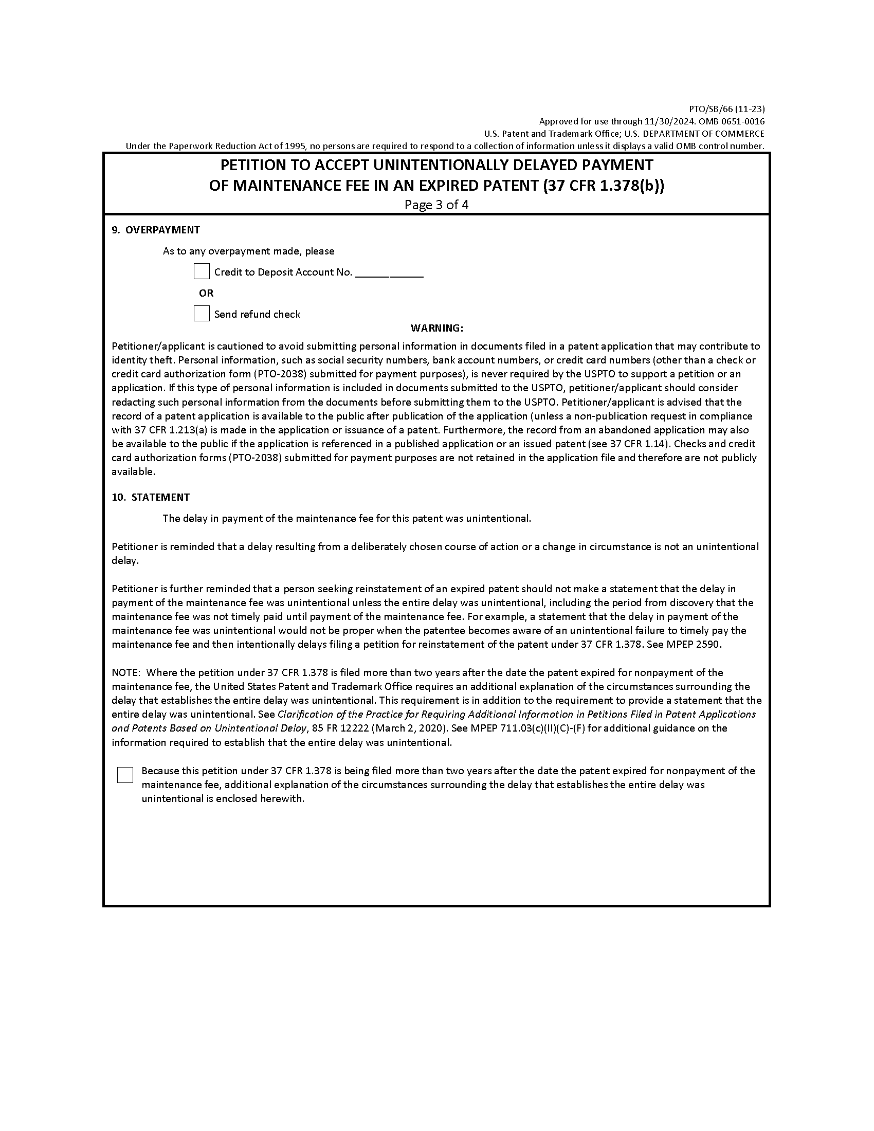 PTO/SB/66 -- Page 3